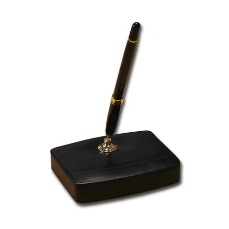 Dacasso Classic Black Leather Single Pen Stand with Gold Accents AG-1025